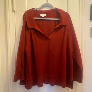 Ava and Viv V neck collard rust/auburn sweater